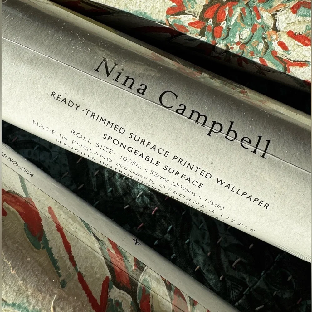 Nina Campbell Giverny wallpaper with water Lilly design on neutral roll